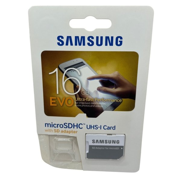 Samsung 16GB EVO MicroSDHC UHS-I Card With SD Adapter A104 - Picture 1 of 2